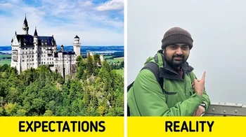 Wisatawan mengunjungi Kastil Neuschwanstein, di Jerman yang terkenal, dan inilah pemandangan kabut yang ia dapatkan. Foto: via BrightSide