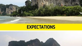 Railay Beach, Krabi, Thailand, terlihat indah di foto. Aslinya, tergantung keberuntungan. Foto: via BrightSide