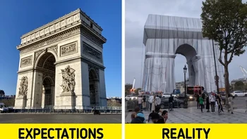 Mengunjungi Arc de Triomphe di Paris, Prancis saat sedang ada renovasi. Foto: via BrightSide