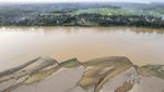 Fenomena Langka! Sungai Batanghari Surut, Dasarnya Jadi Tempat Nongkrong