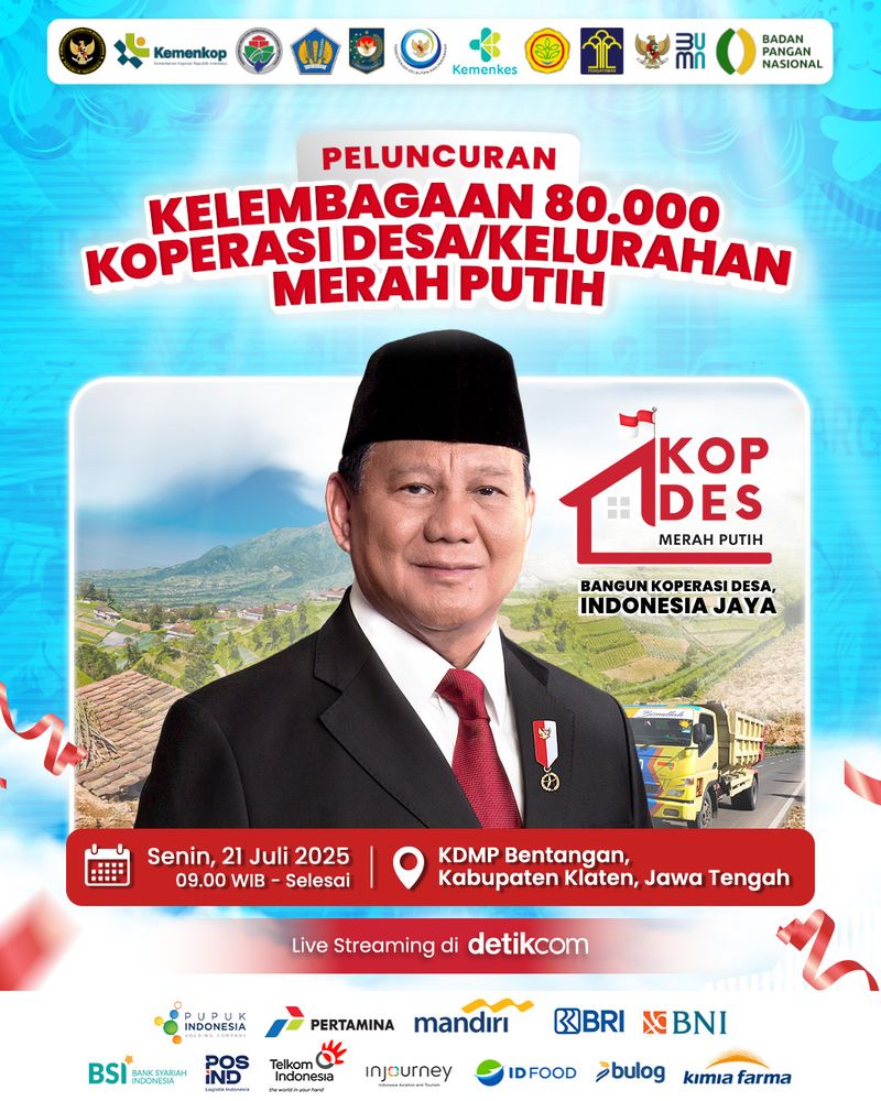 Presiden Prabowo akan meluncurkan 80 ribu koperasi desa/kelurahan merah putih