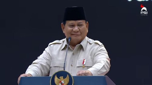 Presiden Prabowo Subianto saat menghadiri acara Kongres PSI. (YouTube/PSI)