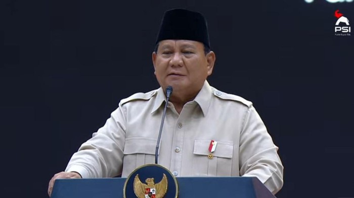 Presiden Prabowo Subianto saat menghadiri acara Kongres PSI. (YouTube/PSI)