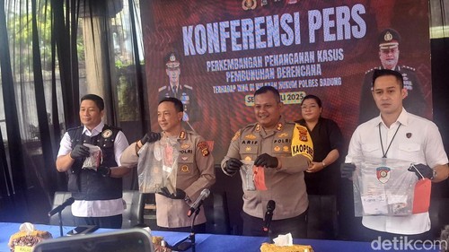 Konferensi pers di Polres Badung terkait kasus penembakan 2 WN Australia di Desa Munggu, Mengwi, Badung. Senin (21/7/2025).