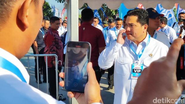 Menteri BUMN Erick Thohir dan Menteri ATR/BPN Nusron Wahidin datang ke lokasi peluncuran KDMP di KDMP Desa Bentangan, Kecamatan Wonosari, Kabupaten Klaten, pada Senin (21/7/2025) pukul 07.47 WIB.