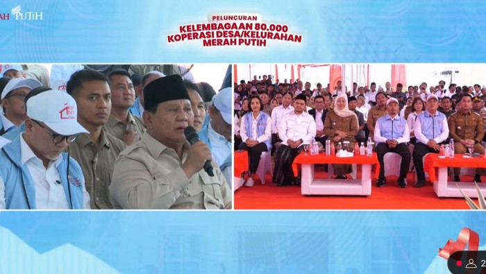 Prabowo sapa gubernur dan pengurus Koperasi Desa Merah Putih lewat vicon.