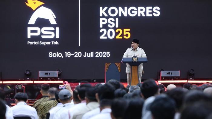 Presiden Prabowo Subianto dalam acara Kongres PSI. (dok Tim Media Presiden)