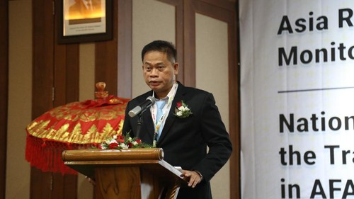 Dirjen BRMP Kementrian Pertanian, Fadjry Djufry, saat memberika sambutan di acara AFACI Project Evaluation Workshop on PMP+ and SOIL+ di Bali, Selasa (22/7/2025).