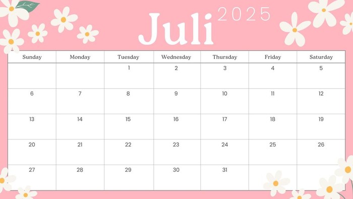 Kalender Juli 2025