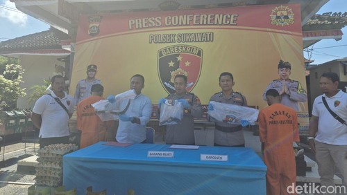 Konferensi pers pencurian di Polsek Sukawati, Rabu (23/7/2025).