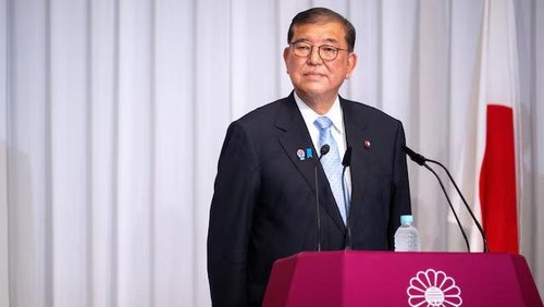 Japans Prime Minister Shigeru Ishiba attends a press conference at the headquarters of the Liberal Democratic Party (LDP) in Tokyo on July 21, 2025, the day after the prime ministers coalition lost its upper house majority. PHILIP FONG/Pool via REUTERS/File Photo Purchase Licensing Rights