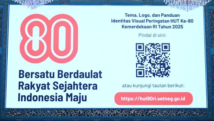 Presiden Prabowo saat meluncurkan logo HUT ke-80 RI.