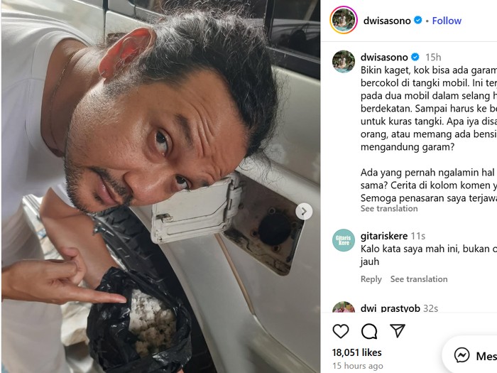 Ada garam di tangki BBM Dwi Sasono