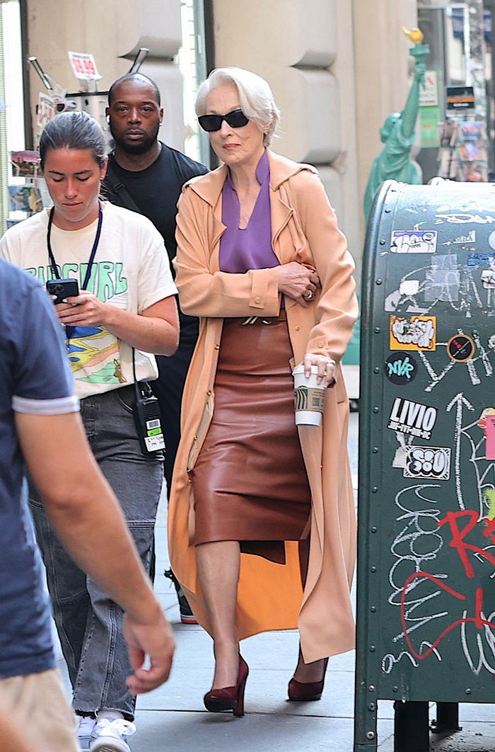 NEW YORK, NY - JULY 23: Meryl Streep is seen on the set of Devil Wears Prada 2 on July 23, 2025 in New York City.  (Photo by Jose Perez/Bauer-Griffin/GC Images)