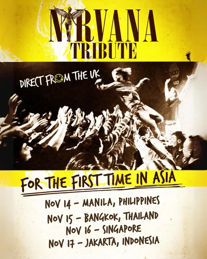 Nirvana Tribute Band Nirvana Tribute bakal konser di Jakarta 16 November 2025.