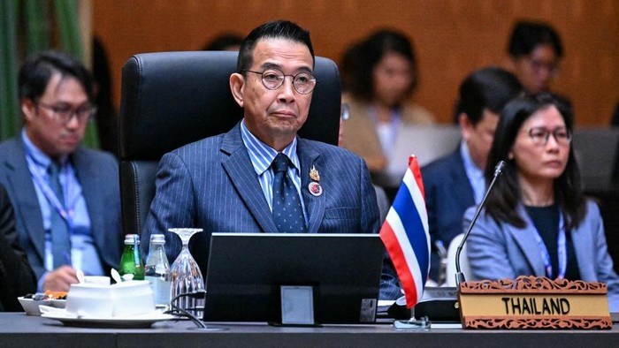 Thailands Foreign Minister Maris Sangiampongsa looks on during the plenary session of the 58th Association of Southeast Asian Nations (ASEAN) Foreign Ministers meeting and related meetings at the Convention Centre in Kuala Lumpur on July 9, 2025. (Photo by MOHD RASFAN / AFP)