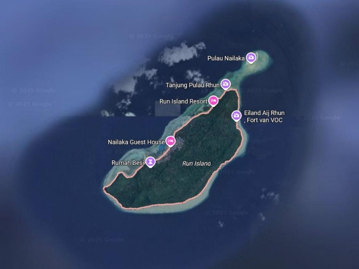 Pulau Run yang terletak di Kepulauan Banda, Maluku.