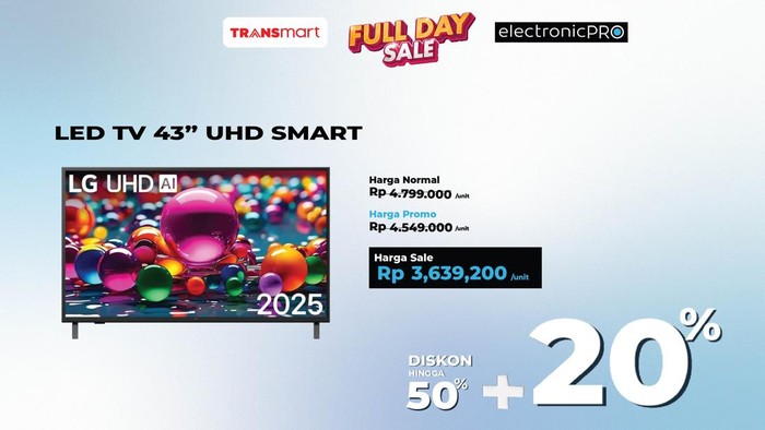 TV LED 43 di Transmart Full Day Sale Diskon Rp 1 Jutaan