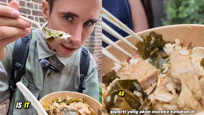 Bule Inggris cicip nasi Padang di Pinos Warung