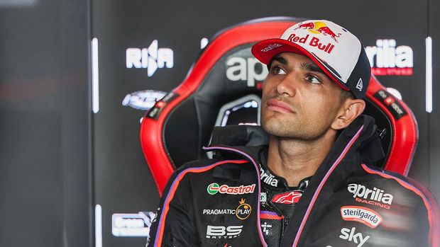 BRNO, CZECH REPUBLIC - JULY 18: Jorge Martin of Spain and Aprilia Racing looks on during Free Practice prior to the MotoGP of Czechia at Brno Circuit on July 18, 2025 in Brno, Czech Republic. (Photo by Qian Jun/MB Media/Getty Images)