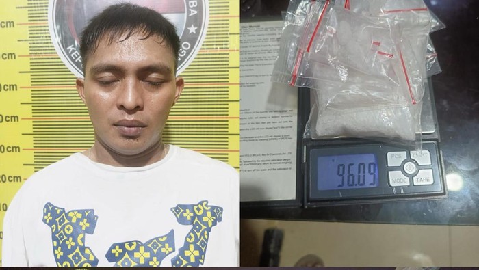 Pelaku pengedar narkoba dan barang bukti yang diamankan polisi.