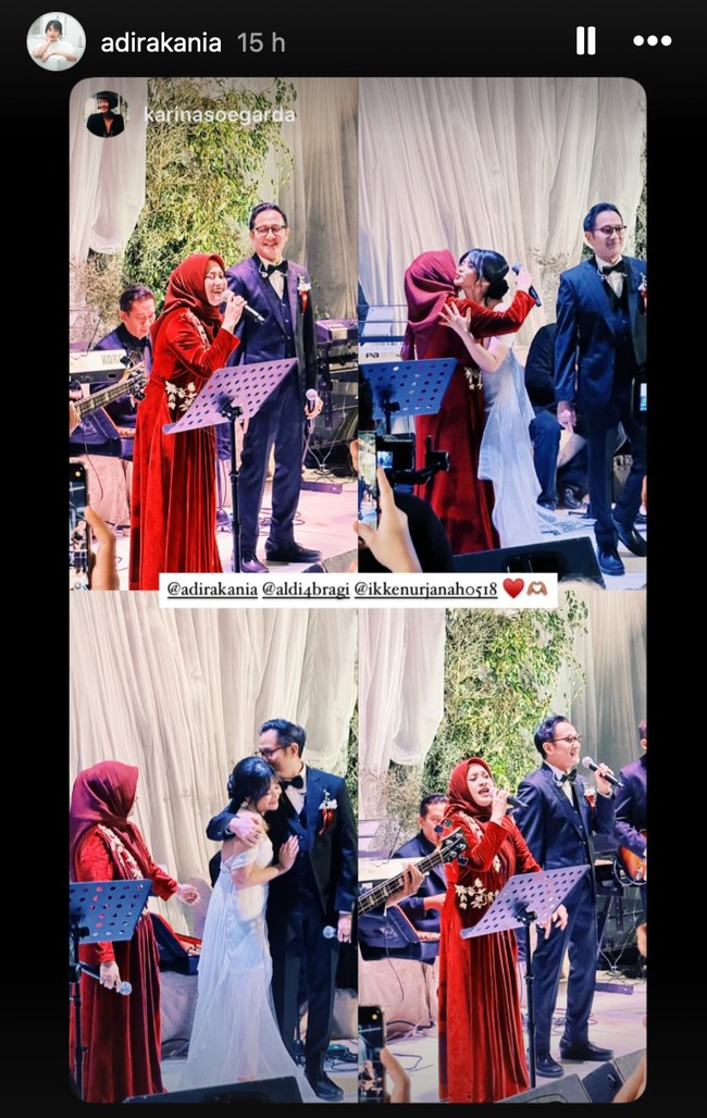 Putri Ikke Nurjanah dan Aldi Bragi, Siti Adira Kania, baru saja resmi menikah. Tampil kompak di acara pernikahan anaknya, kebersamaan Aldi Bragi dan mantan istrinya, Ikke Nurjanah jadi sorotan. Foto: Instagram/@ikkenurjanah0518/@adirakania