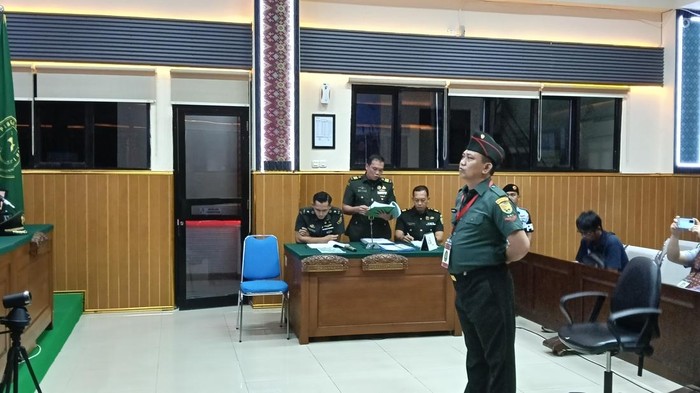 Kopda Bazar jalanin sidang pledoi di Pengadilan Militer 1-04 Palembang