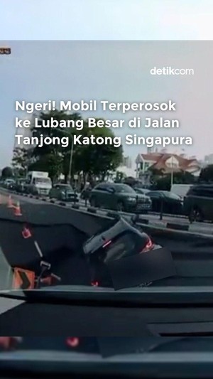 Video: Ngeri! Detik-detik Mobil Terperosok ke Lubang Besar di Singapura