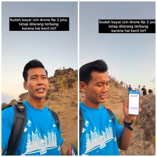 Travel blogger bernama Harival Zayuka mengaku dilarang menerbangkan drone di Pulau Padar, Taman Nasional Komodo (TNK), NTT. (Tangkapan layar Instagram @harivalzayuka)