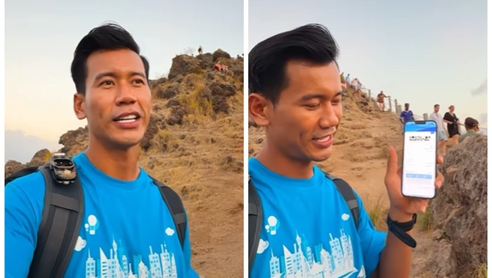 Travel blogger bernama Harival Zayuka mengaku dilarang menerbangkan drone di Pulau Padar, Taman Nasional Komodo (TNK), NTT. (Tangkapan layar Instagram @harivalzayuka)