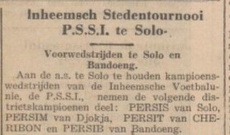 Kompetisi Perserikatan 1937 yang digelar di Solo dan Bandung dalam catatan koran Lokomotif edisi 26 April 1937. Kompetisi Perserikatan 1937 yang digelar di Solo dan Bandung dalam catatan koran Lokomotif edisi 26 April 1937.