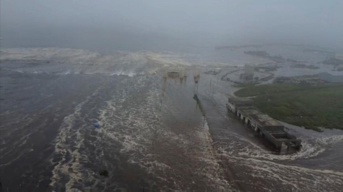 Tsunami waves flood an area after a powerful magnitude 8.8 earthquake struck off Russias far eastern Kamchatka Peninsula, in Severo-Kurilsk, Sakhalin Region, Russia, July 30, 2025, in this still image taken from video.    Kamchatka branch of the Geophysical Survey of the Russian Academy of Sciences/Handout via REUTERS    THIS IMAGE HAS BEEN SUPPLIED BY A THIRD PARTY. NO RESALES. NO ARCHIVES. MANDATORY CREDIT
