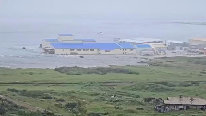 A powerful wave washes past a building located near the shore, after a powerful earthquake struck off the Kamchatka Peninsula, in Severo-Kurilsk, Sakhalin Region, Russia July 30, 2025 in this screen grab obtained from social media video Social media/via REUTERS  THIS IMAGE HAS BEEN SUPPLIED BY A THIRD PARTY. NO RESALES. NO ARCHIVES. NEWS USE ONLY    TPX IMAGES OF THE DAY   Reuters was able to confirm the location by buildings, water body and terrain which match with satellite images. Reuters was able to confirm the date by the corroborating local reports and official statements