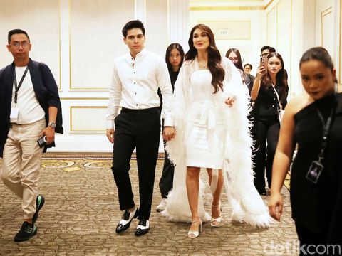 Preskon Resepsi Luna Maya-Maxime Bouttier di Jakarta, Rabu (30/7/2025).