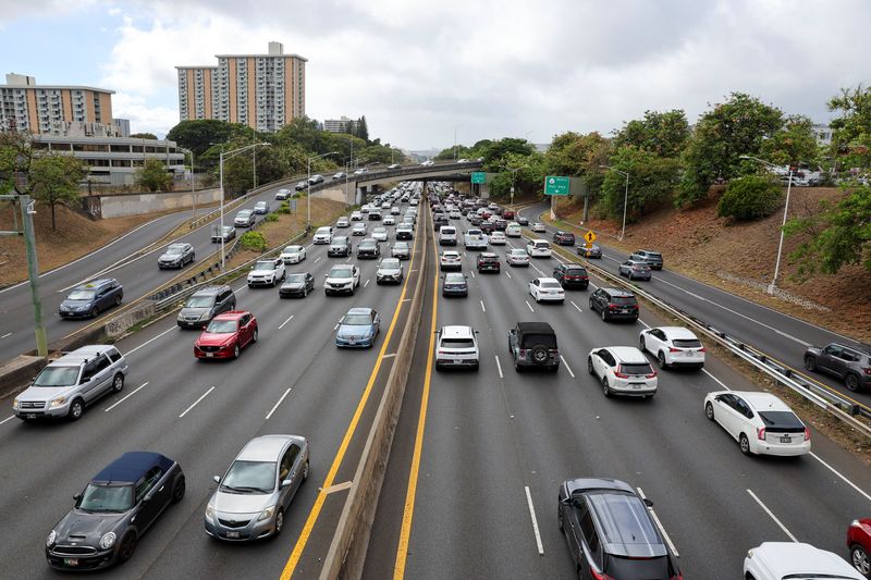 Traffic builds on S Beretania Street near downtown Honolulu after authorities warned residents of the possibility of destructive tsunami waves, following an earthquake which earlier struck off Russia's Far Eastern Kamchatka Peninsula, in Honolulu, Hawaii, U.S. July 29, 2025.    REUTERS/Marco Garcia