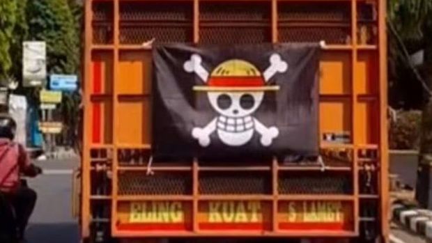 Heboh di media sosial warga di sejumlah wilayah di Indonesia mengibarkan bendera One Piece menjelang HUT RI 17 Agustus. (Tangkapan layar Instragram)