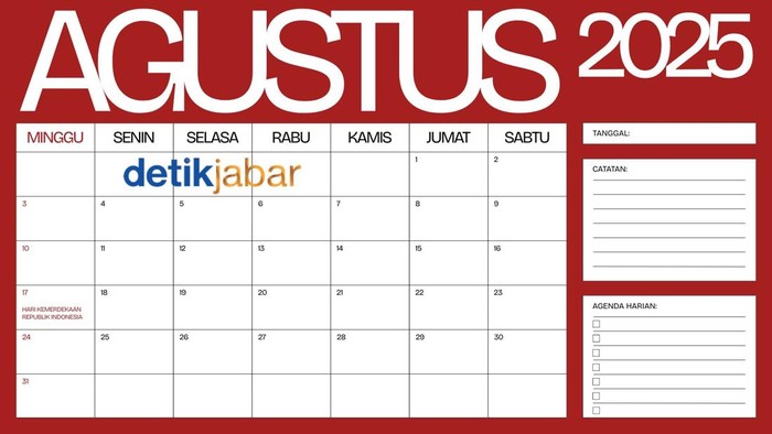 Kalender bulan Agustus 2025