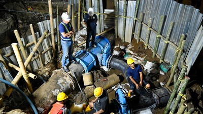 Potret Progres Proyek Koneksi Jaringan Pipa PDAM Makassar di Pabaeng-Baeng