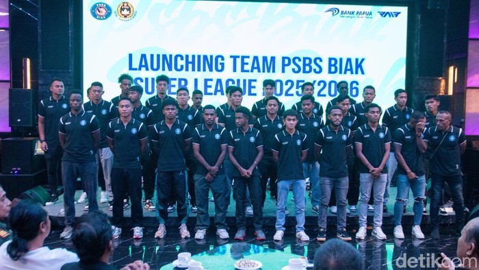 PSBS Biak melaunching tim untuk BRI Super League 2025/2026 di Sleman, Kamis (31/7/2025).