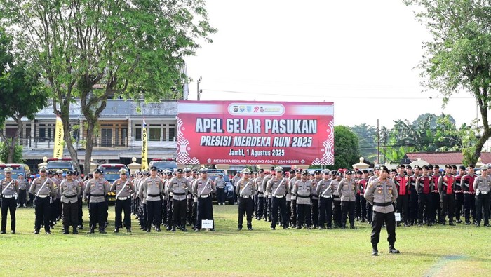 Apel gelar pasukan Presisi Merdeka Run 2025 di Jambi