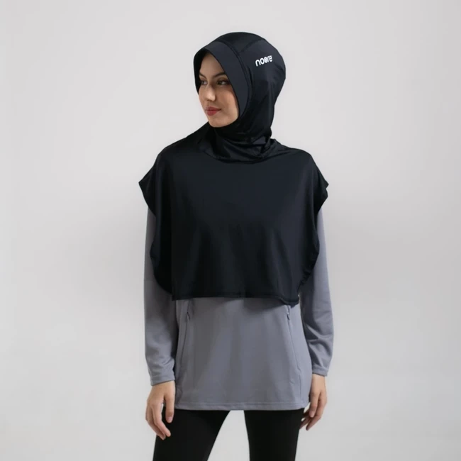 Hijab Sporty dari Noore Sport hadir dengan desain tapered fit