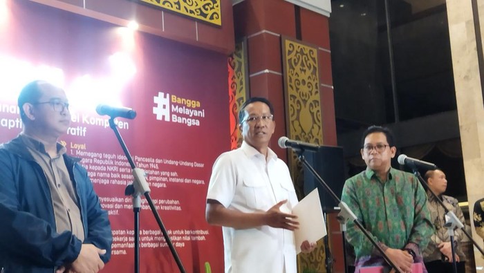 Konpers Kemenkum soal abolisi dan amnesti. (Kurniawan/detikcom)