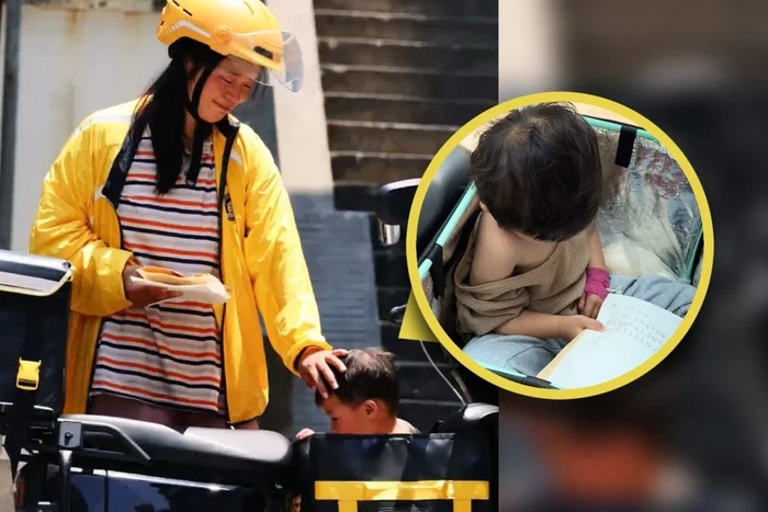 Miris! Perjuangan Ibu Pengantar Makanan Kerja Sambil Bawa Anak Sakit
