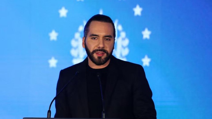 El Salvadors President Nayib Bukele speaks during the inauguration ceremony of the Key Institute, in Antiguo Cuscatlan El Salvador, March 19, 2025. REUTERS/Jose Cabezas/File Photo Purchase Licensing Rights