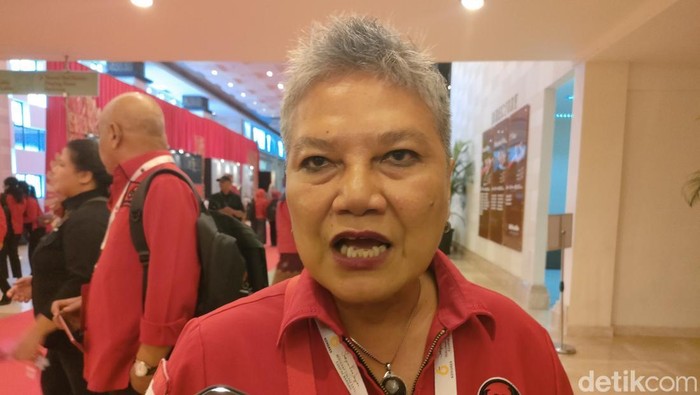 Ketua DPP PDIP Ribka Tjiptaning di arena Kongres PDIP di Bali Nusa Dua Convention Center. (Dwi Rahmawati-detikcom)