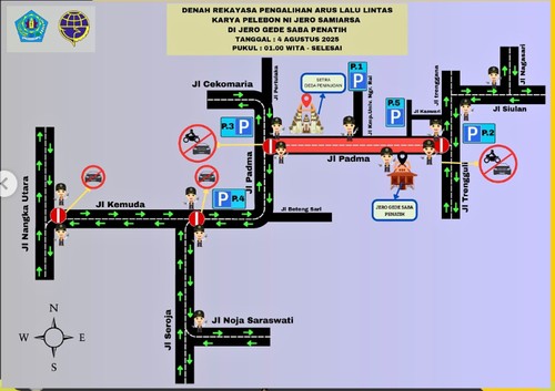 Jalan Padma akan ditutup untuk Pelebon Ni Jero Samiarsa, ibunda Wali Kota Denpasar I Gusti Ngurah Jaya Negara, Senin (4/8/2025). (Instagram @dishubdenpasar)