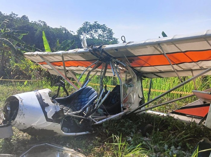 Pesawat latih jenis Microlight Fixedwing Quicksilver GT500 dengan register PK-S126 yang jatuh di Ciampea, Bogor. (dok.Istimewa)