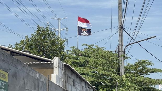 Bendera One Piece berkibar di kawasan Mulyorejo, Surabaya