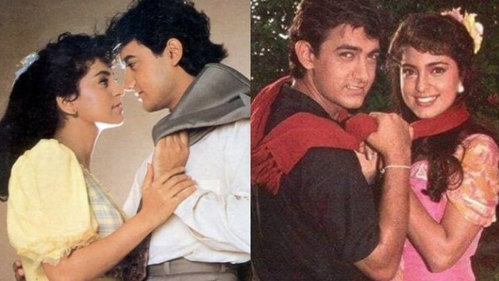 Cuplikan adegan Aamir Khan dan Juhi Chawla dalam film Hum Hain Rahi Pyar Ke (1993).