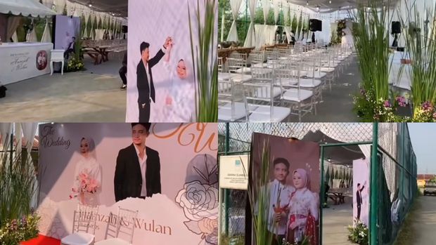 Pengantin yang berada di Cikarang ini memilih menggelar acara pernikahan di lapangan tenis, unik dan tak biasa. Postingan tersebut langsung viral di media sosial.
